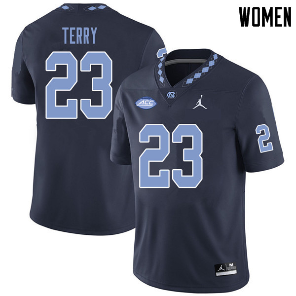 Jordan Brand Women #23 Javon Terry North Carolina Tar Heels College Football Jerseys Sale-Navy